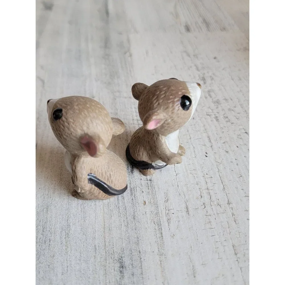 Mini ceramic Mouse set cute brown chipmunk‎ pet Xmas